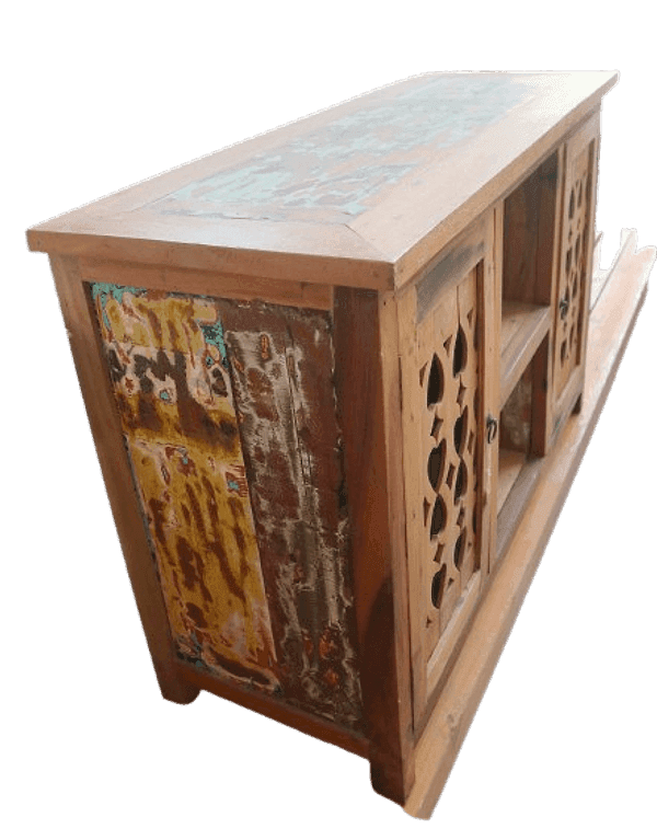 Mobile in legno di recupero da imbarcazioni indonesiane – 120x45x80h – Stile etnico e artigianale unico - 5