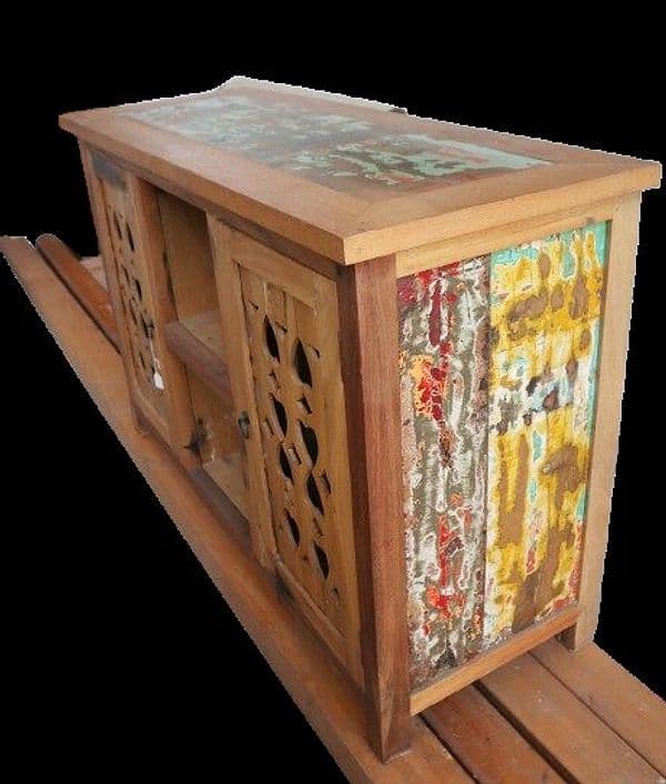 Mobile in legno di recupero da imbarcazioni indonesiane – 120x45x80h – Stile etnico e artigianale unico - 6