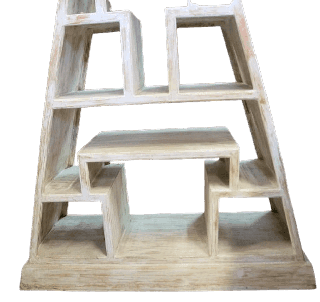 Libreria piramidale in teak massello 100x35x179h – Scaffale design etnico artigianale fatto a mano in Indonesia - 3