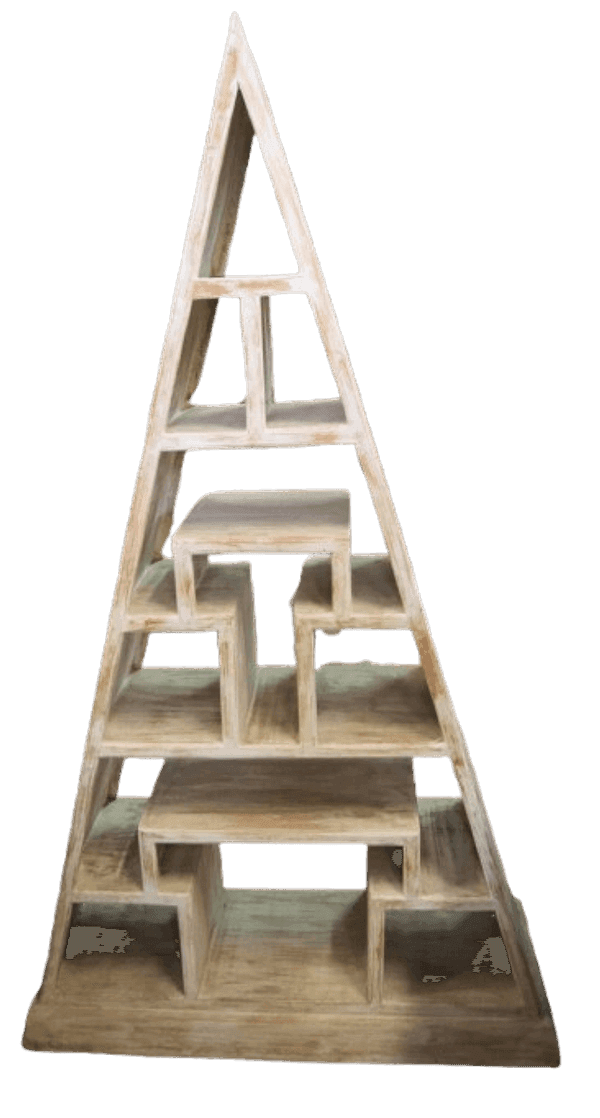 Libreria piramidale in teak massello 100x35x179h – Scaffale design etnico artigianale fatto a mano in Indonesia - 5