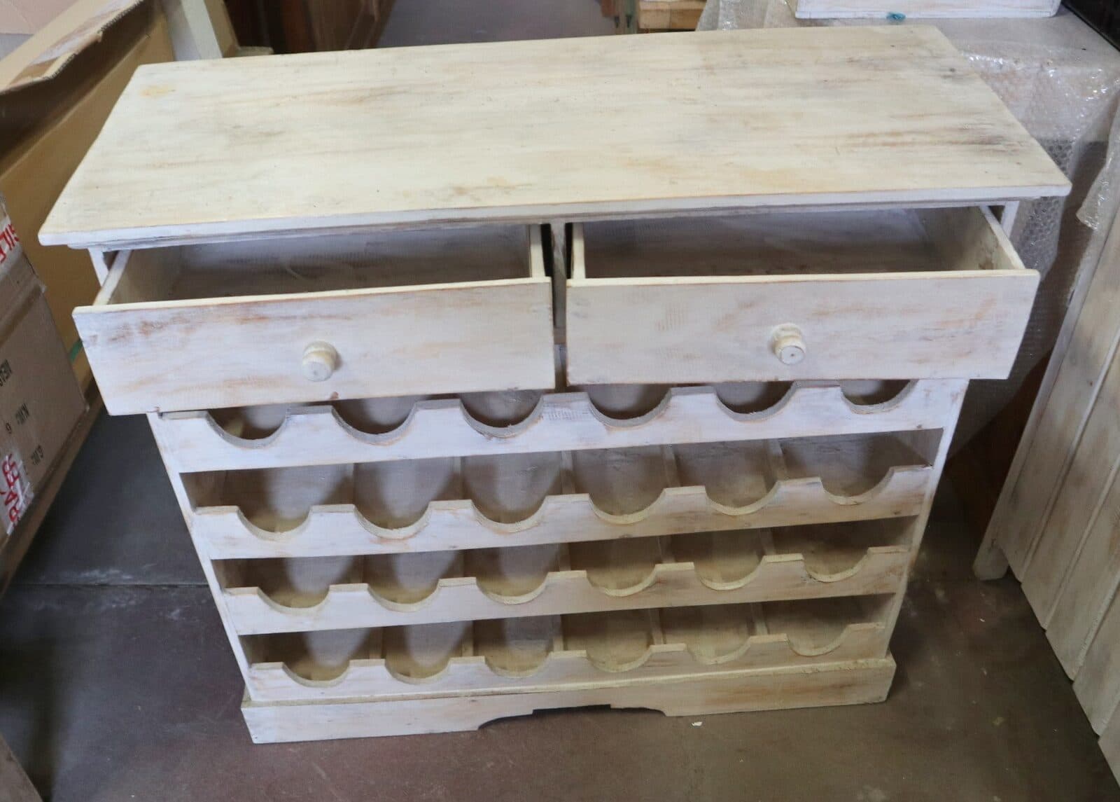 Porta Bottiglie in Legno di Albesia 134x39x125h – Artigianale Indonesia - 5