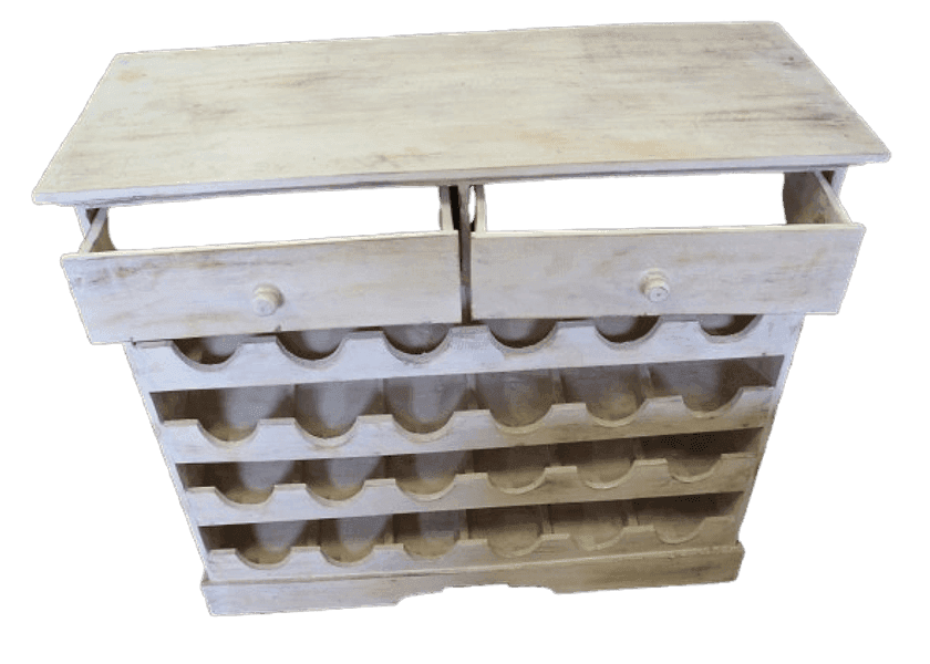 Porta Bottiglie in Legno di Albesia 134x39x125h – Artigianale Indonesia - 6