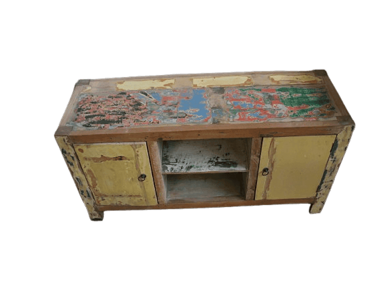 Mobile in Legno di Recupero da Imbarcazioni Indonesiane – 119x42x60h – Arredo Unico e Sostenibile - 4