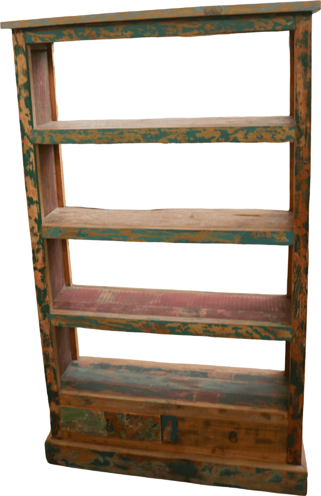 Libreria Artigianale in Legno Recuperato – Bali | Pezzo Unico Vintage Moderno 170h - 3