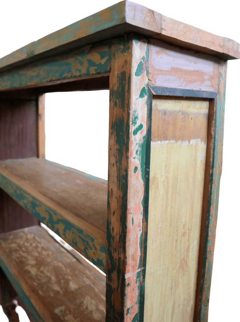 Libreria Artigianale in Legno Recuperato – Bali | Pezzo Unico Vintage Moderno 170h - 4
