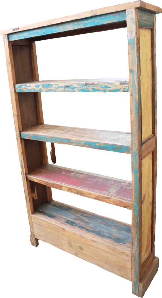 Libreria Artigianale in Legno Recuperato – Bali | Pezzo Unico Vintage Moderno 170h - 7