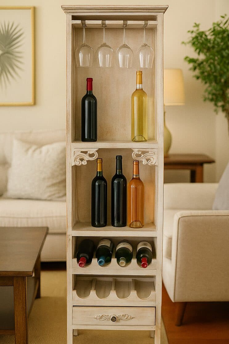 🍷 Porta Bottiglie in Legno di Albizia – Mobile Vetrinetta Rustico Shabby h 150 cm - 2