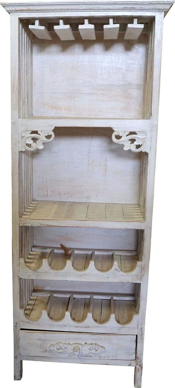 🍷 Porta Bottiglie in Legno di Albizia – Mobile Vetrinetta Rustico Shabby h 150 cm - 3