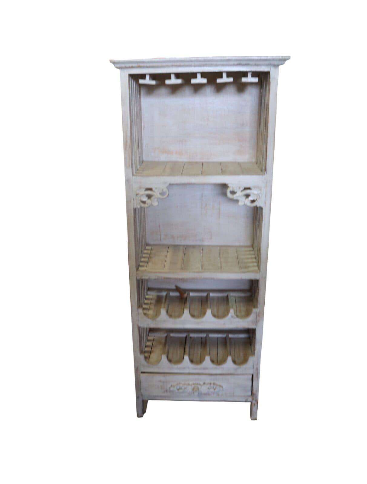 🍷 Porta Bottiglie in Legno di Albizia – Mobile Vetrinetta Rustico Shabby h 150 cm - 5