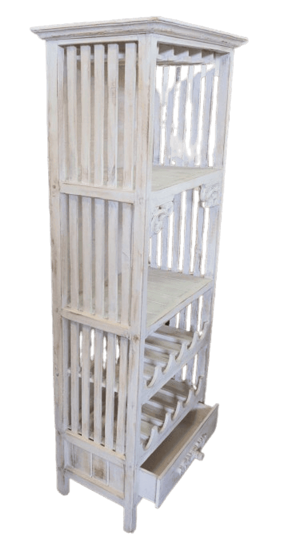 🍷 Porta Bottiglie in Legno di Albizia – Mobile Vetrinetta Rustico Shabby h 150 cm - 7