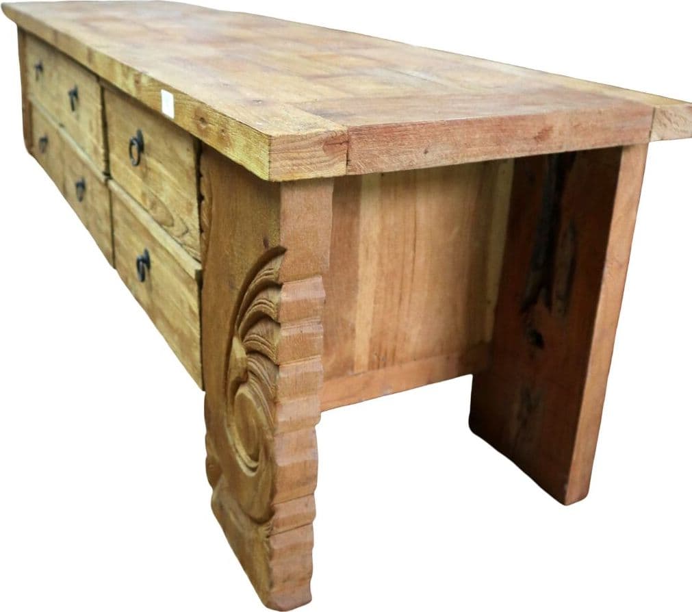 Porta TV in Legno Massello con Intagli – 150x40x44h - 6