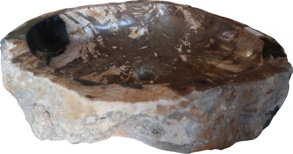 Lavandino in Pietra Fossile Naturale | Legno Fossilizzato 57x50x15 cm | Design Unico dal Fascino Naturale – Amicasaidee - 2