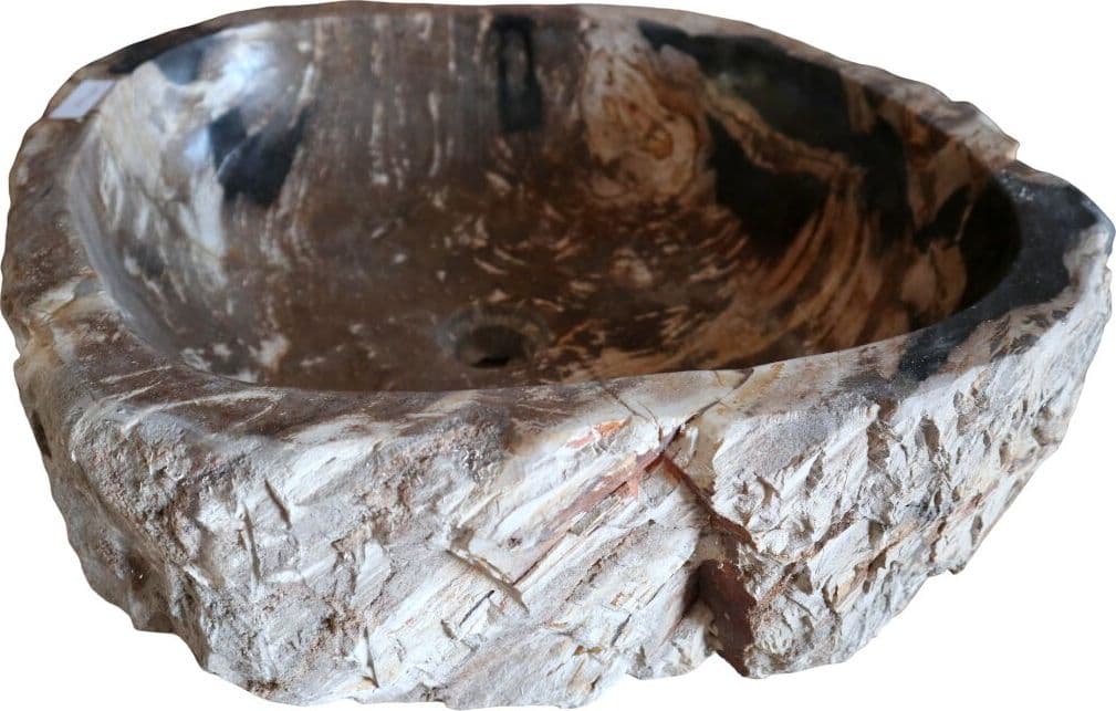 Lavandino in Pietra Fossile Naturale | Legno Fossilizzato 57x50x15 cm | Design Unico dal Fascino Naturale – Amicasaidee - 5