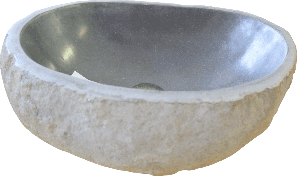 LAVABO IN PIETRA DI FIUME NATURALE – SCAVATO A MANO – 42x30x15 CM Lavandino - 2