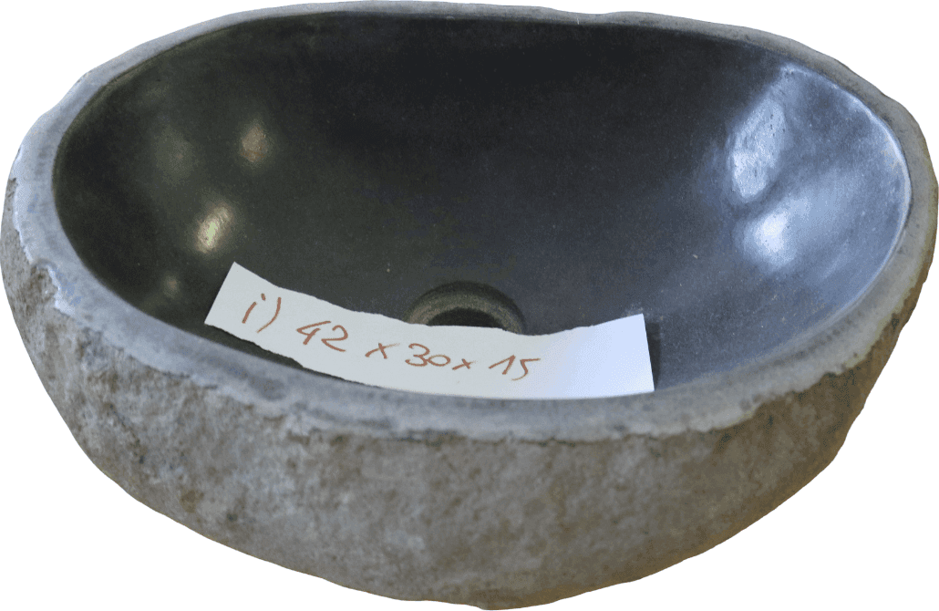 LAVABO IN PIETRA DI FIUME NATURALE – SCAVATO A MANO – 42x30x15 CM Lavandino - 3