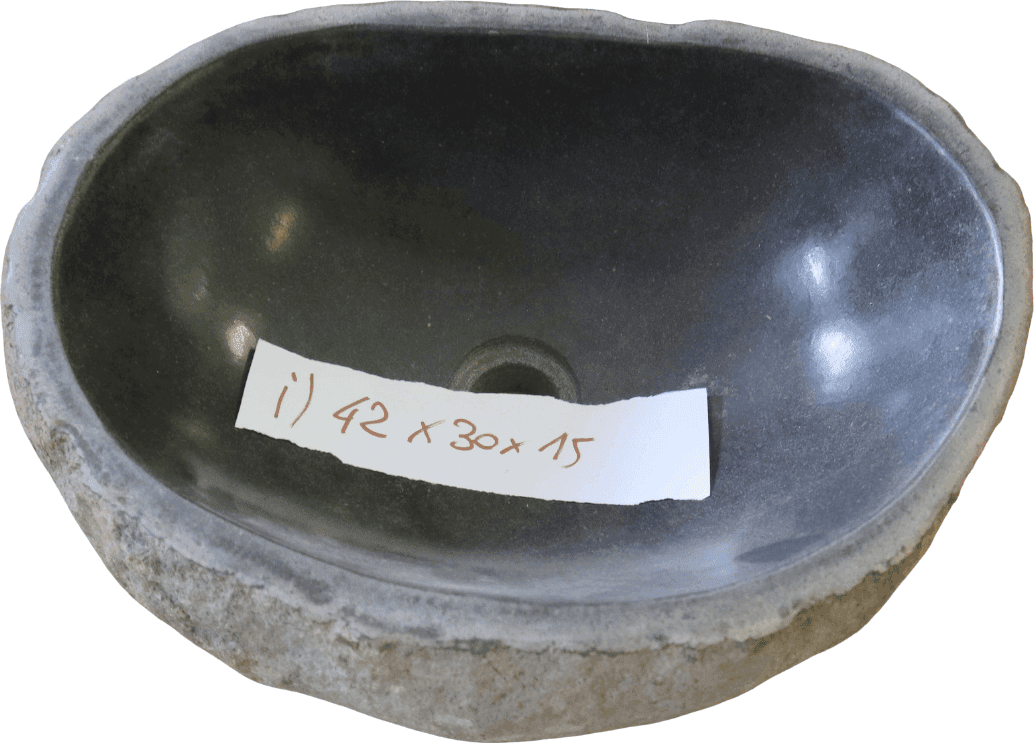 LAVABO IN PIETRA DI FIUME NATURALE – SCAVATO A MANO – 42x30x15 CM Lavandino - 4