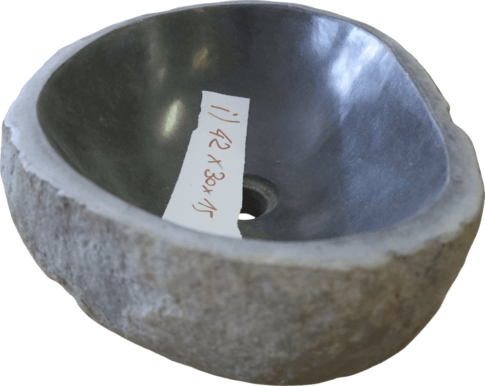 LAVABO IN PIETRA DI FIUME NATURALE – SCAVATO A MANO – 42x30x15 CM Lavandino - 5