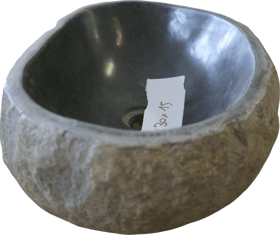 LAVABO IN PIETRA DI FIUME NATURALE – SCAVATO A MANO – 42x30x15 CM Lavandino - 7