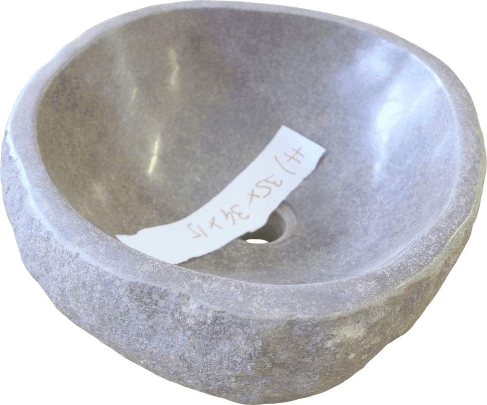 PICCOLO LAVABO LAVAMANI IN PIETRA DI FIUME – NATURALE E SCAVATO A MANO – 35x34x15 CM - 5