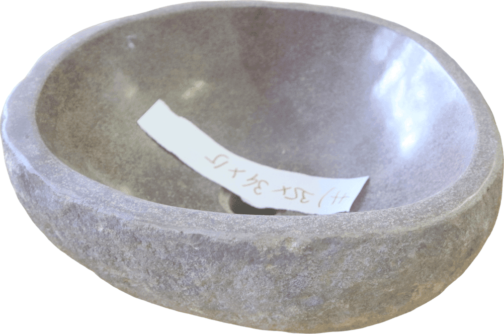 PICCOLO LAVABO LAVAMANI IN PIETRA DI FIUME – NATURALE E SCAVATO A MANO – 35x34x15 CM - 6
