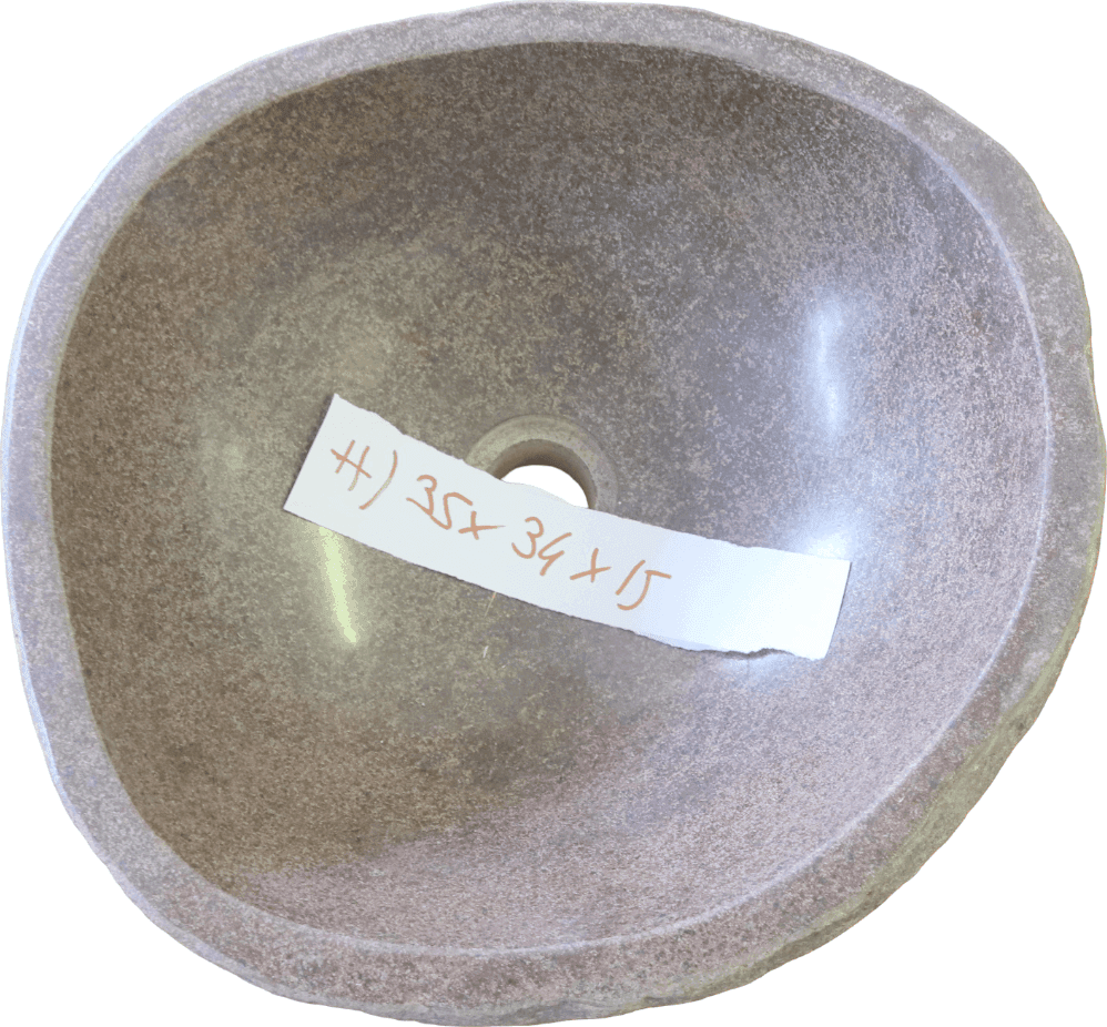 PICCOLO LAVABO LAVAMANI IN PIETRA DI FIUME – NATURALE E SCAVATO A MANO – 35x34x15 CM - 4