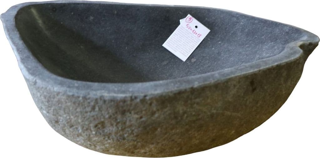 Lavabo in Pietra Naturale Indonesiana 52 cm – Lavandino Artigianale in Pietra di Fiume - 3