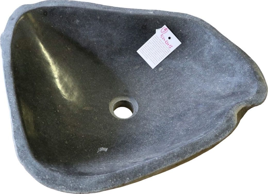 Lavabo in Pietra Naturale Indonesiana 52 cm – Lavandino Artigianale in Pietra di Fiume - 4