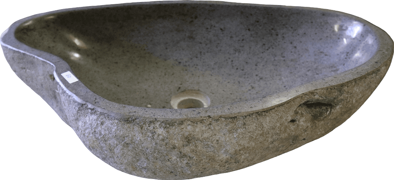 Lavabo in Pietra di Fiume Indonesiana 61 cm – Lavandino Artigianale Moderno in Sasso Naturale per Bagno di Design - 2