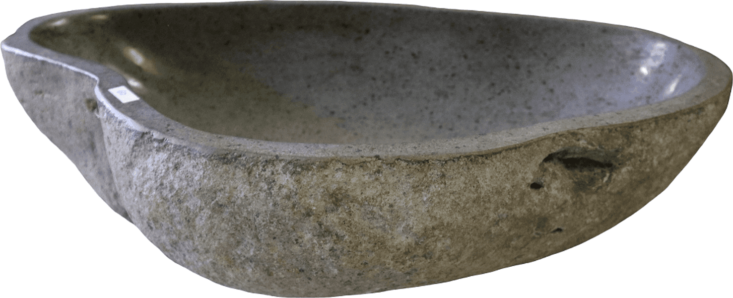 Lavabo in Pietra di Fiume Indonesiana 61 cm – Lavandino Artigianale Moderno in Sasso Naturale per Bagno di Design - 3
