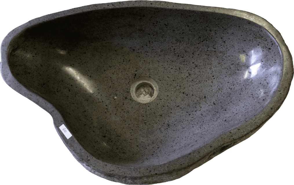 Lavabo in Pietra di Fiume Indonesiana 61 cm – Lavandino Artigianale Moderno in Sasso Naturale per Bagno di Design - 4