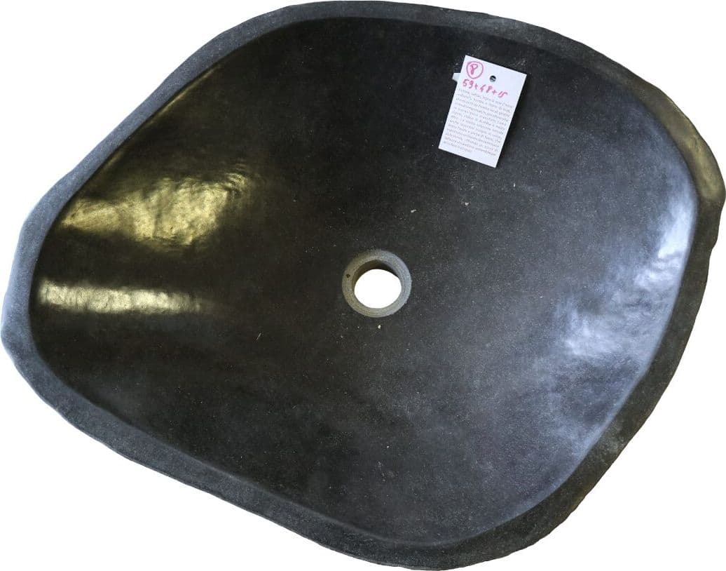 Lavabo in Pietra di Fiume Naturale 59x48x15h – Artigianale Indonesiano, Design Unico per Bagno di Lusso - 4