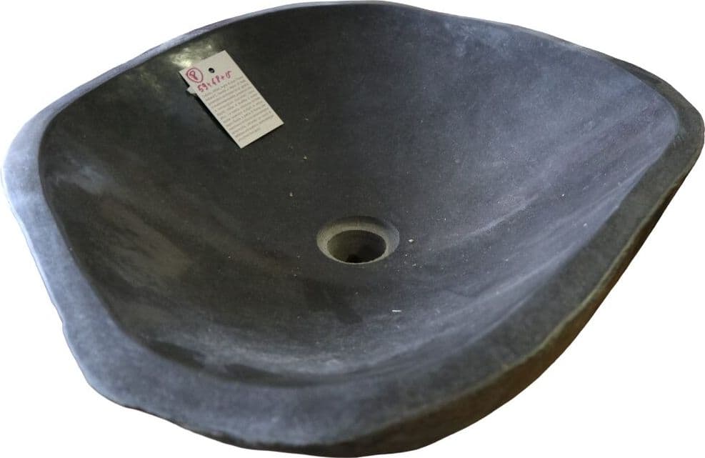 Lavabo in Pietra di Fiume Naturale 59x48x15h – Artigianale Indonesiano, Design Unico per Bagno di Lusso - 5