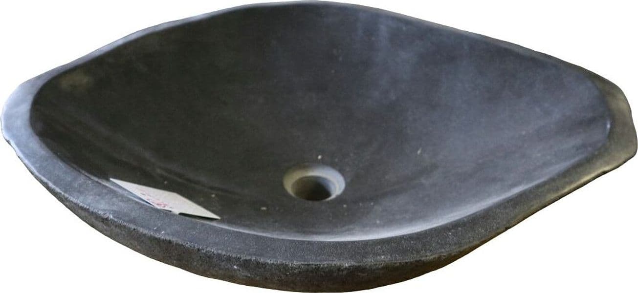 Lavabo in Pietra di Fiume Naturale 59x48x15h – Artigianale Indonesiano, Design Unico per Bagno di Lusso - 6