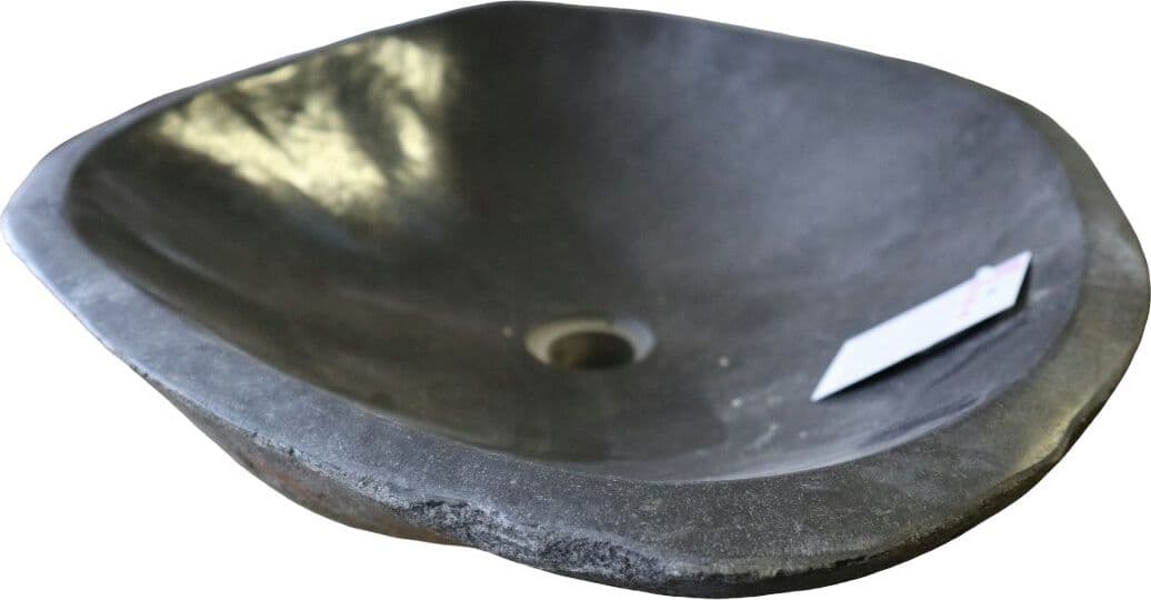 Lavabo in Pietra di Fiume Naturale 59x48x15h – Artigianale Indonesiano, Design Unico per Bagno di Lusso - 7