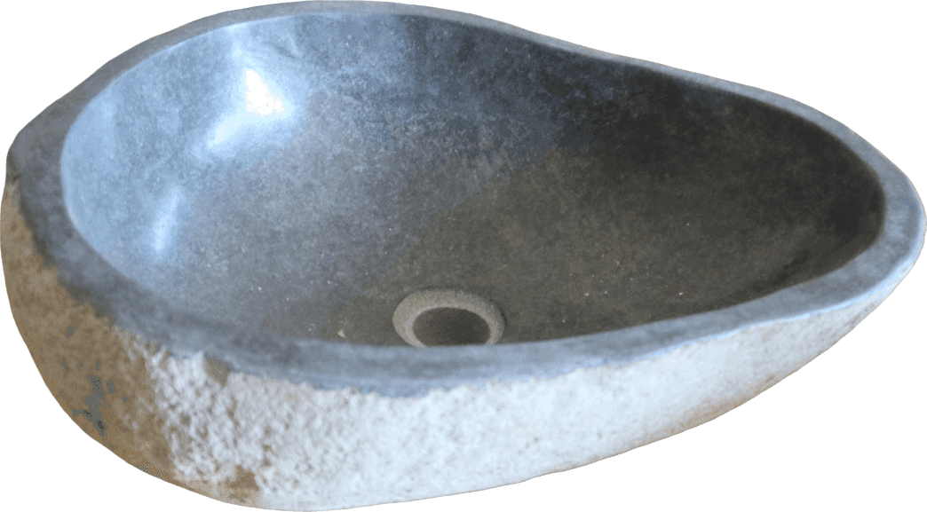 Lavabo in Pietra di Fiume Indonesiana 48x37x15 cm – Lavandino Artigianale Naturale per Bagno - 2