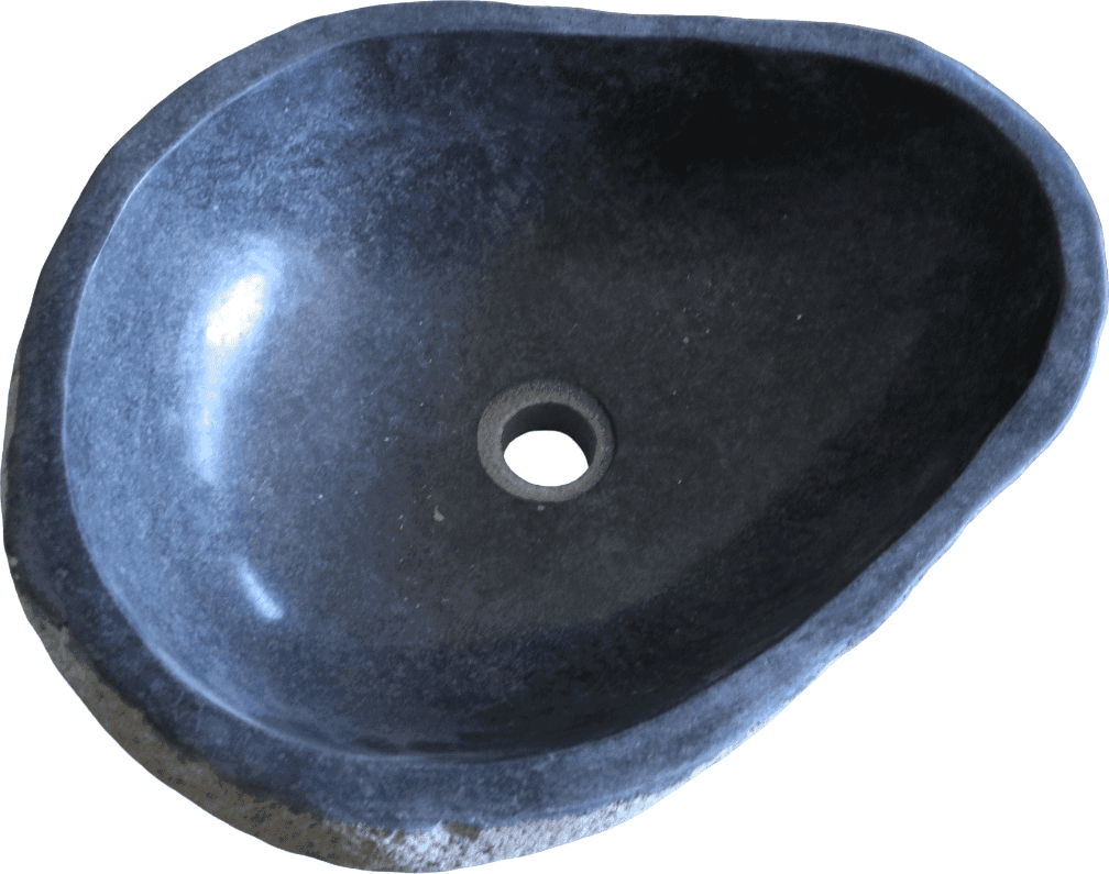 Lavabo in Pietra di Fiume Indonesiana 48x37x15 cm – Lavandino Artigianale Naturale per Bagno - 4