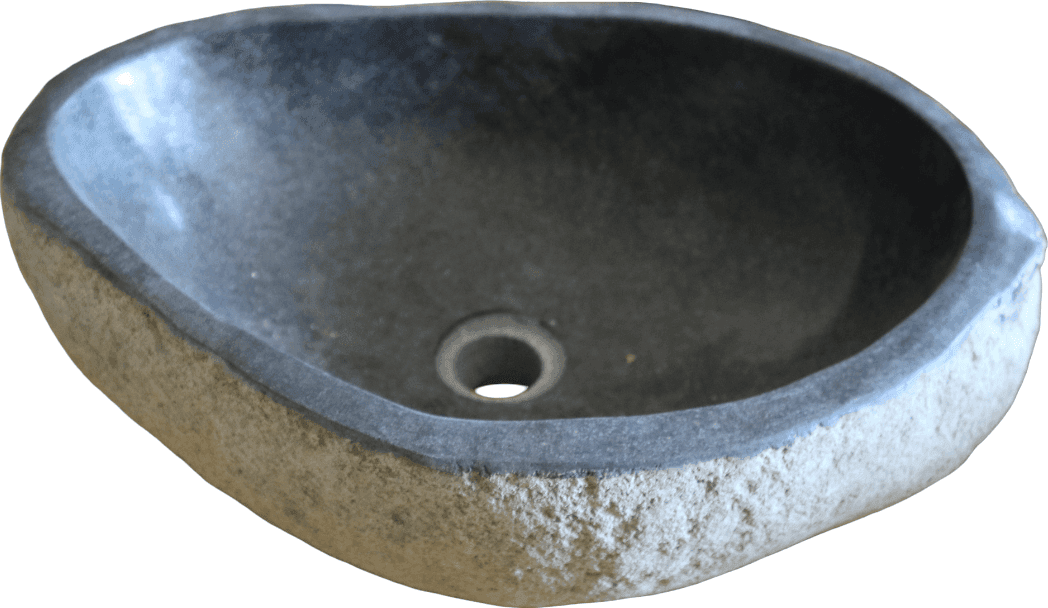 Lavabo in Pietra di Fiume Indonesiana 48x37x15 cm – Lavandino Artigianale Naturale per Bagno - 6