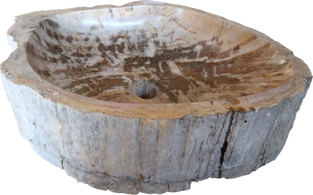 Lavabo in Legno Fossilizzato Indonesiano – Lavandino in Pietra Fossile Naturale 60x40x15 cm - 2
