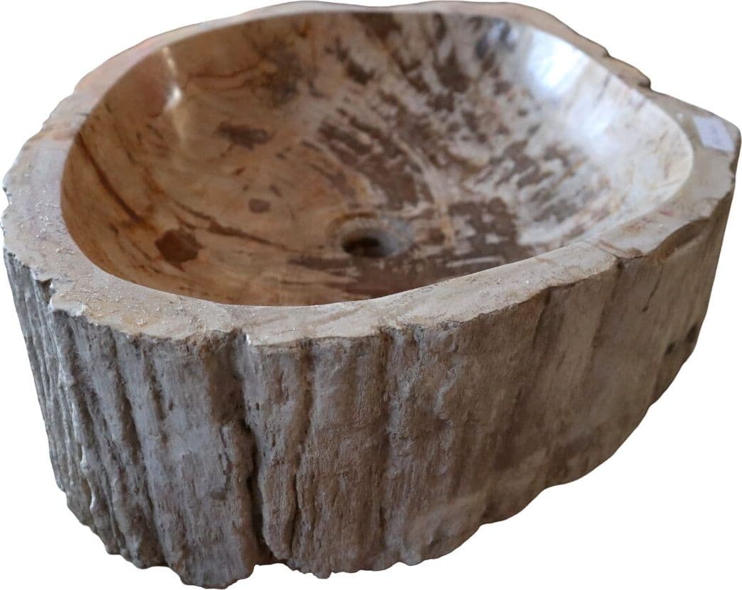 Lavabo in Legno Fossilizzato Indonesiano – Lavandino in Pietra Fossile Naturale 60x40x15 cm - 6