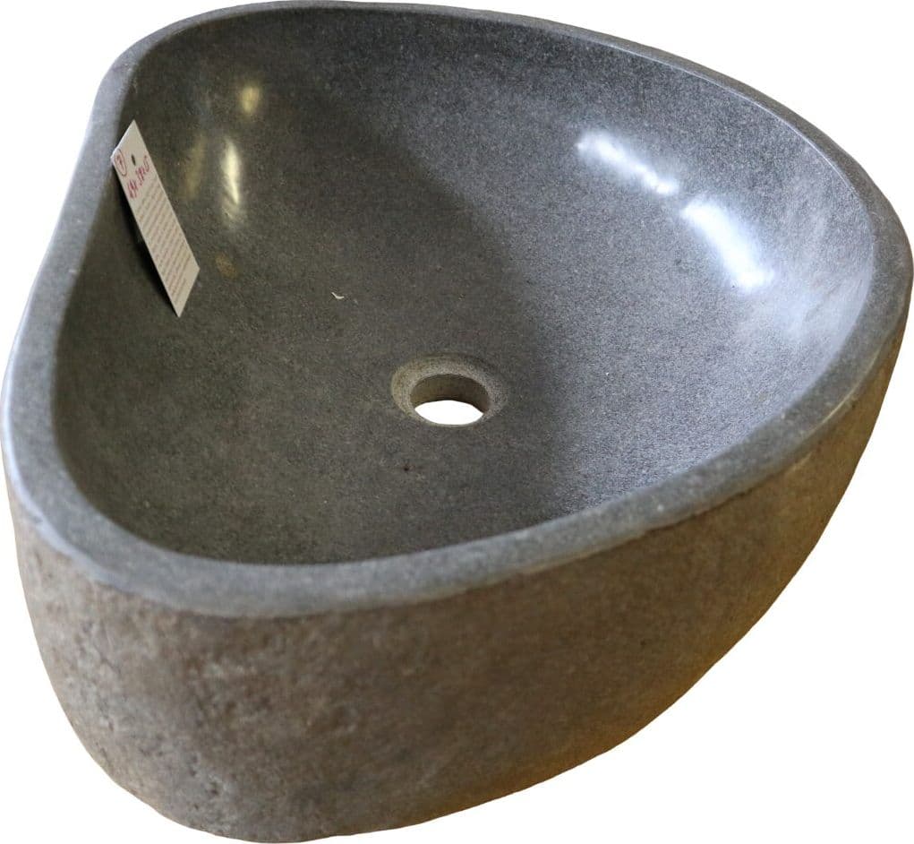 Lavabo in Pietra di Fiume Naturale 49x38 cm – Pezzo Unico Artigianale Indonesiano per Bagni Moderni di Lusso - 5