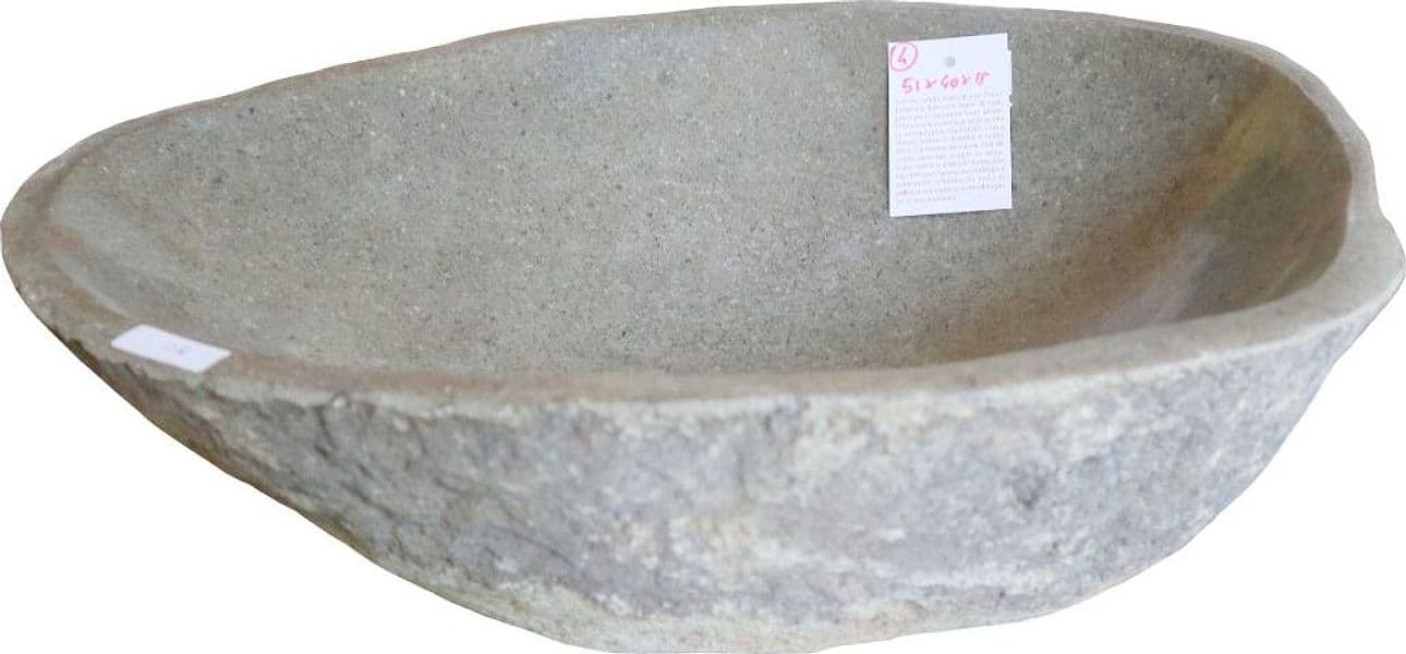 Lavabo in Pietra di Fiume Naturale 51x40x15h cm – Fatto a Mano in Indonesia – Design Unico per Bagno Moderno - 3