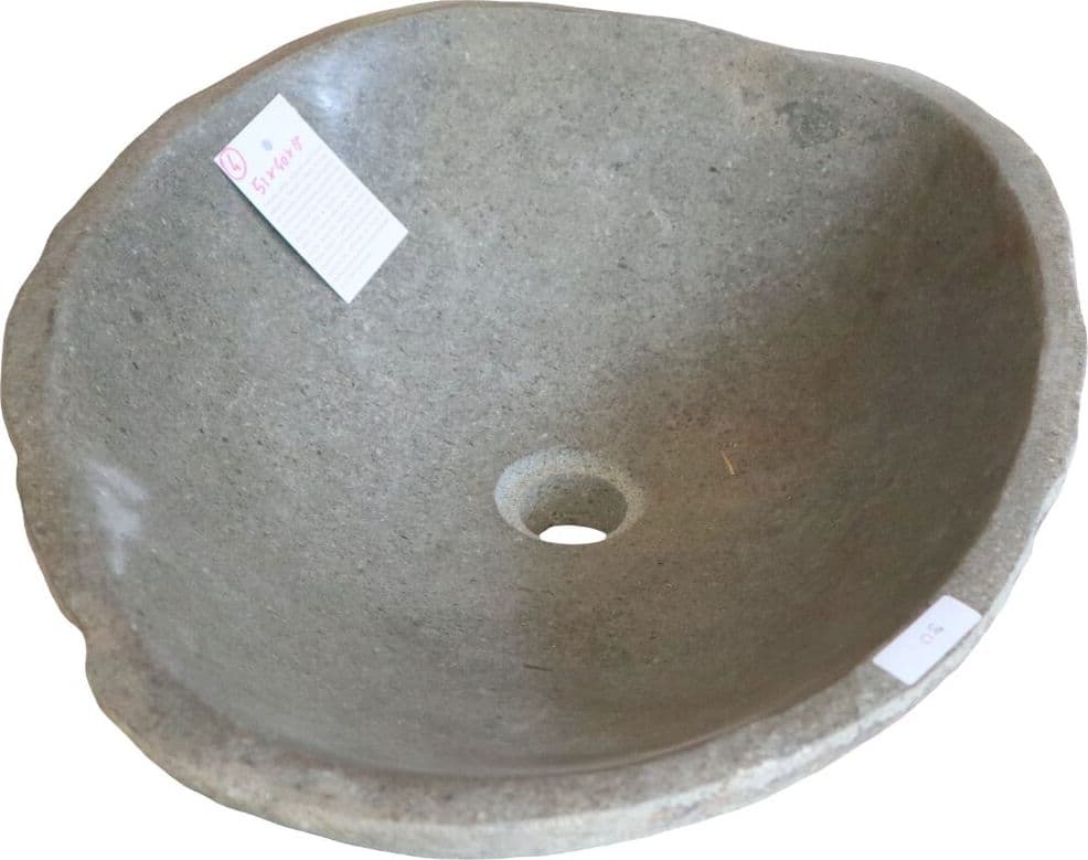 Lavabo in Pietra di Fiume Naturale 51x40x15h cm – Fatto a Mano in Indonesia – Design Unico per Bagno Moderno - 5