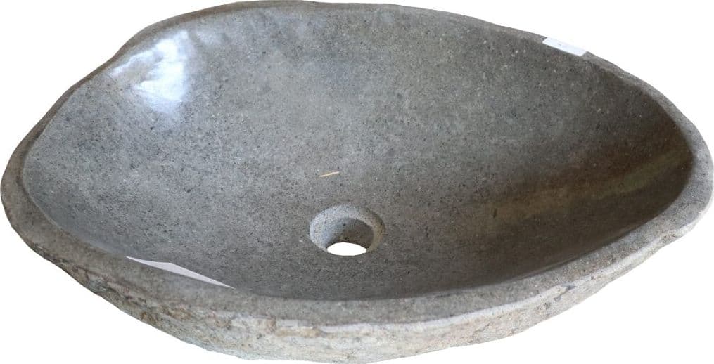 Lavabo in Pietra di Fiume Naturale 51x40x15h cm – Fatto a Mano in Indonesia – Design Unico per Bagno Moderno - 6