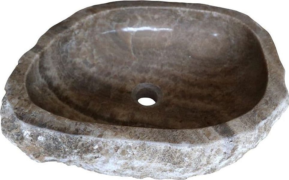 Lavandino in onice marrone miele pietra  cm 56x43x14 - 4