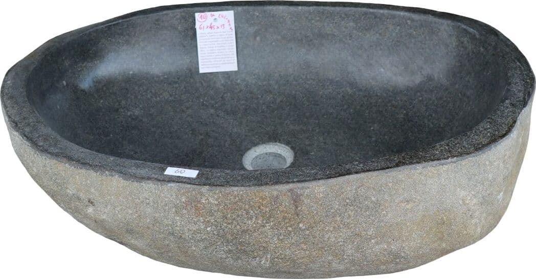 Lavabo in Pietra di Fiume Naturale 61 cm – Design Unico Artigianale per Bagni Moderni - 2