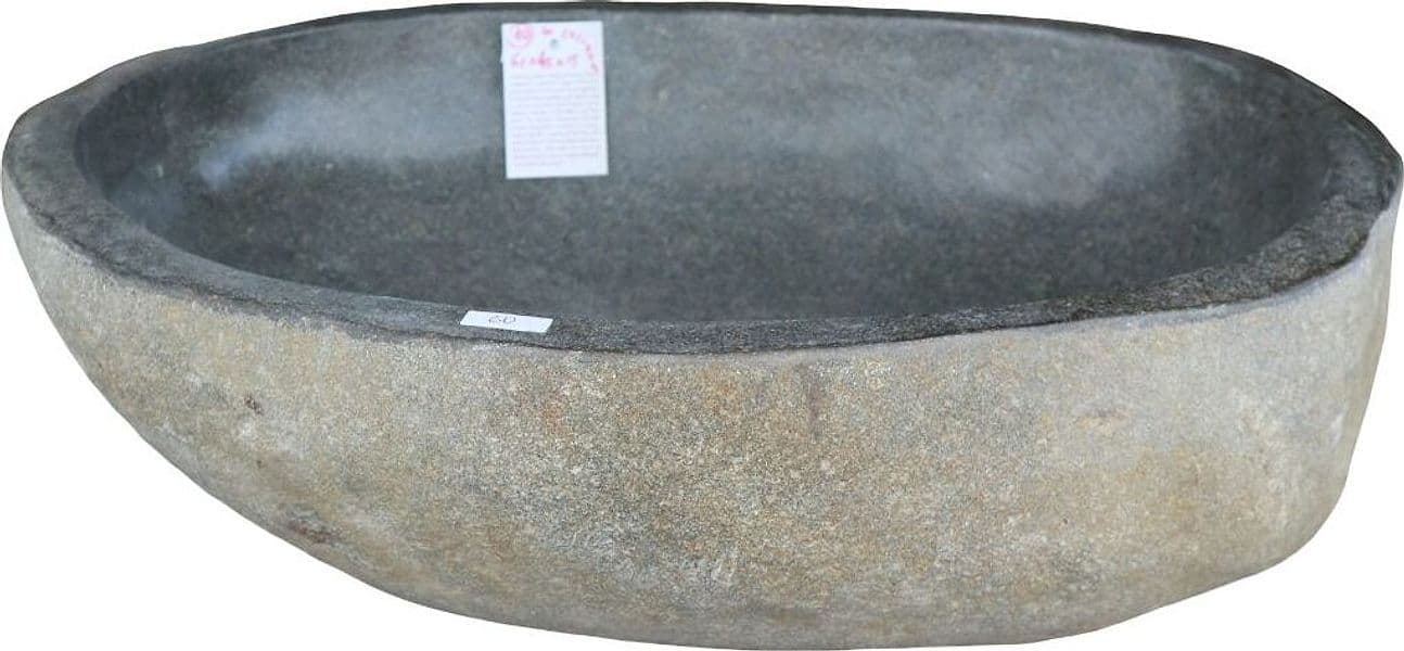 Lavabo in Pietra di Fiume Naturale 61 cm – Design Unico Artigianale per Bagni Moderni - 3