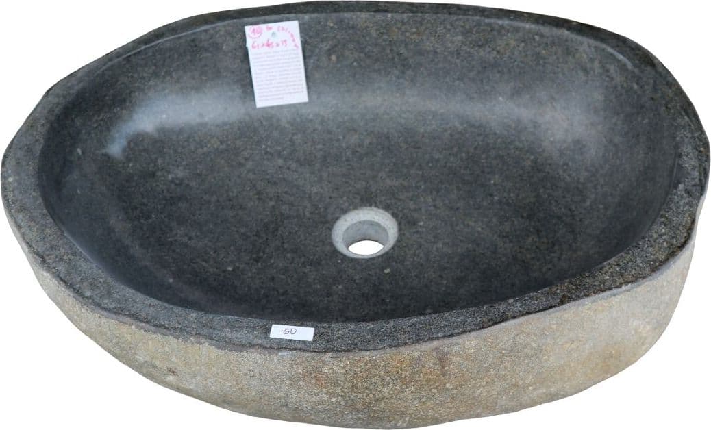 Lavabo in Pietra di Fiume Naturale 61 cm – Design Unico Artigianale per Bagni Moderni - 4