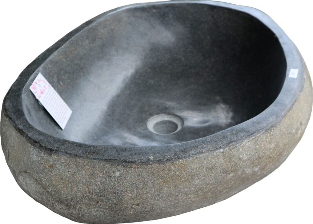 Lavabo in Pietra di Fiume Naturale 61 cm – Design Unico Artigianale per Bagni Moderni - 5