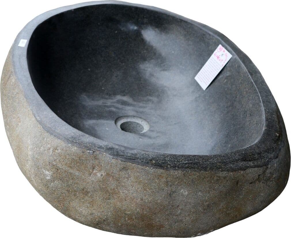 Lavabo in Pietra di Fiume Naturale 61 cm – Design Unico Artigianale per Bagni Moderni - 6