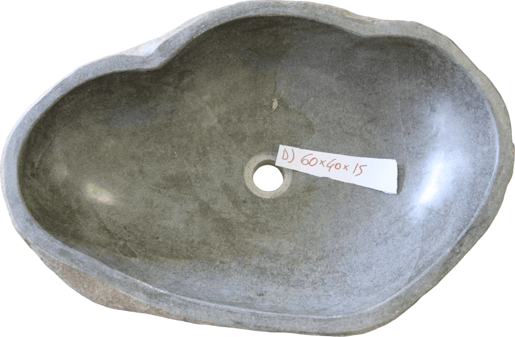 Lavabo in Pietra di Fiume Indonesiana 60x40x15 cm – Lavandino da Appoggio Artigianale Rock - 4